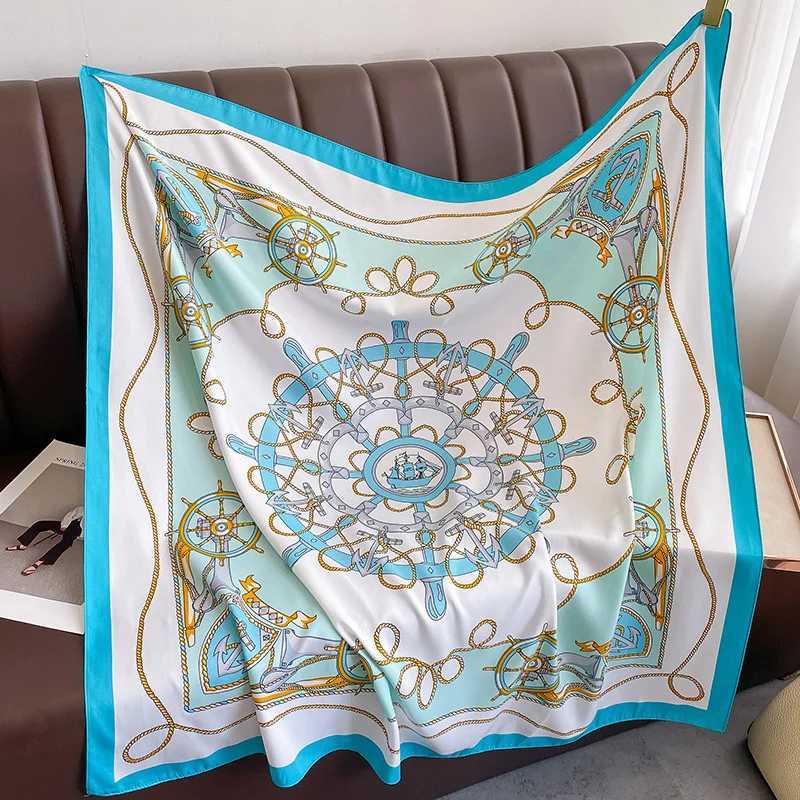 Brand Twill Silk Scarf Women Luxury Shl Wr 90cm Square Headband Print Neck Tie Female Hijab Satin Echarpe 2024 Bandana W250118