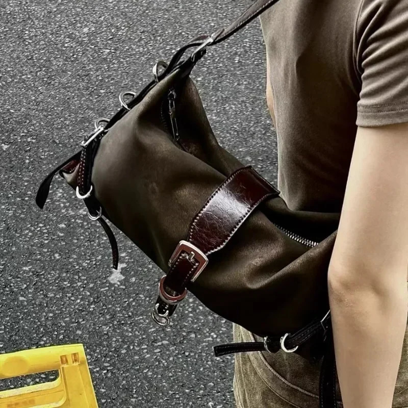 Retro Korean All Match Street Clothing Handbag Fashion Grunge Casual Shoulder Bag Y2k Aesthetics Ins Simple Cross Body Bag Fashion 250109