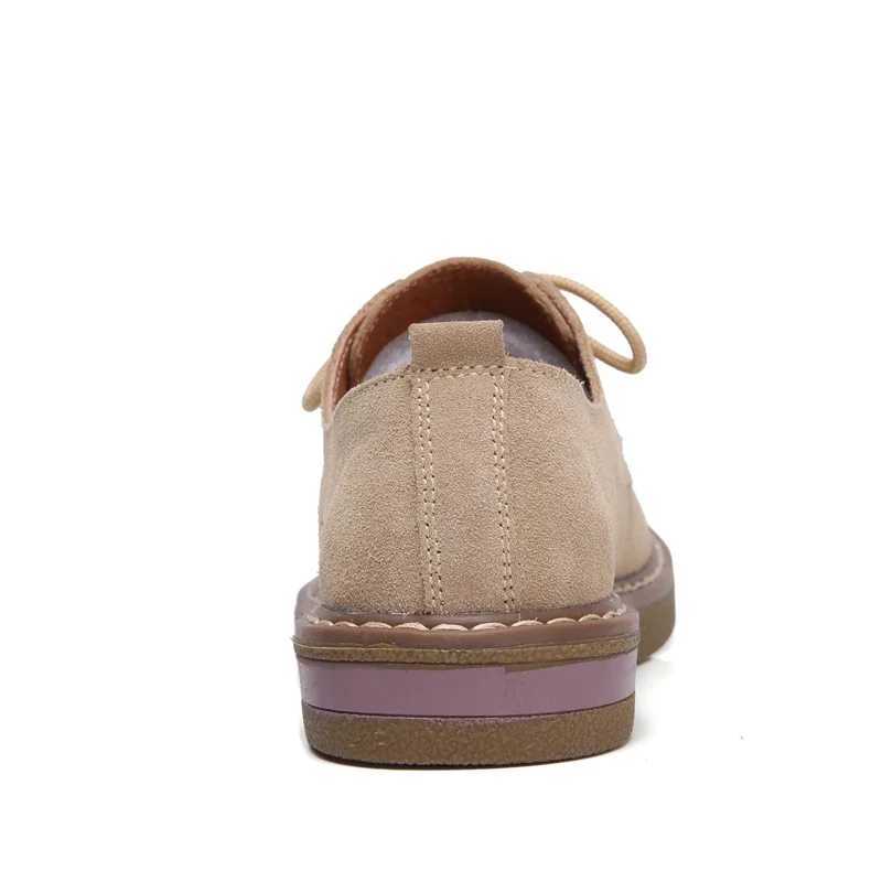 Cow Suede Leather Women Handmade Shoes Flats Oxford Ladies Sneakers Loafers Casual Shoes Moccasin Plus Size Autumn Boat ShoesXJ250118
