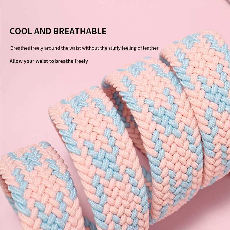 new no-punching belt womens hundred matching jeans elastic pin buckle student lazy cloth belt canvas braided belt W250120
