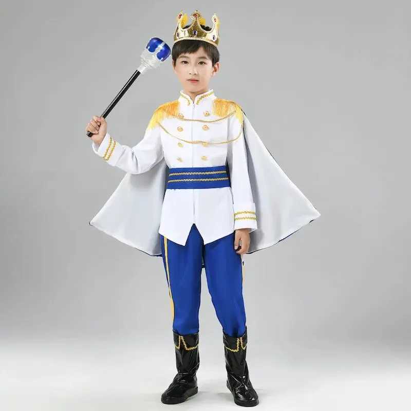 7 Pieces Boys King Carnival Costume Medieval Royal Prince Full Set Outfits for Halloween Birthday Party Fancy Dress Up W250117