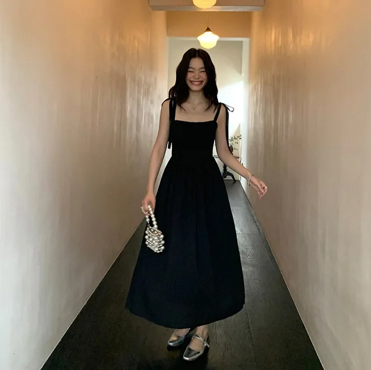 French style black womens weight loss dress summer mini cute vest dress long weight loss sleeveless interior 250110