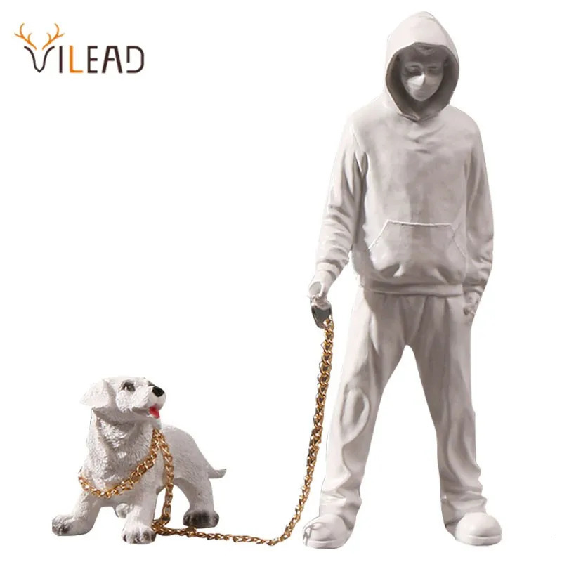 Banksy Statue Human and Dog Sculpture Street Modern Pop Art Living Room Shelves Office Home Bar Decoration Collection Gifts 250114