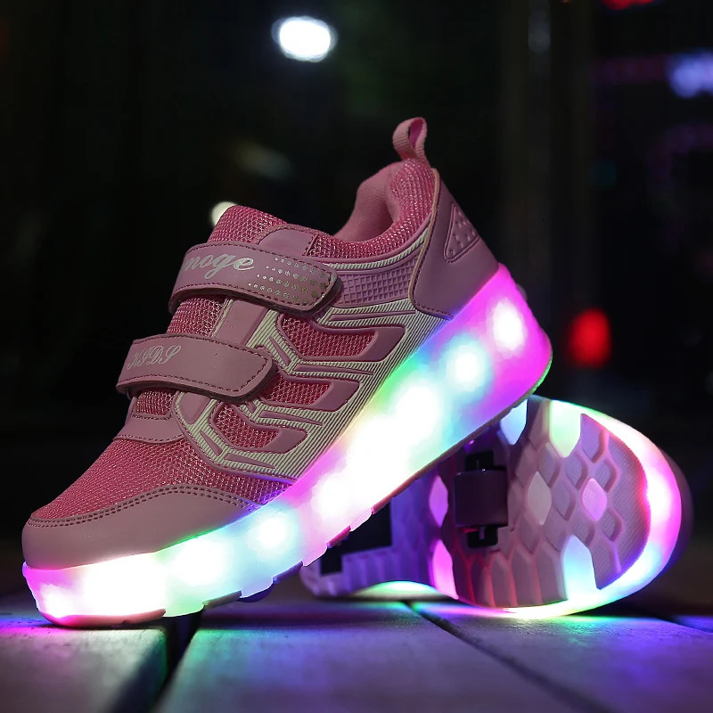 Kids Sneakers with USB Charging LED Lights Night Light Shoes Boys and Girls Roller Skating Training Sketa Footwear 250115