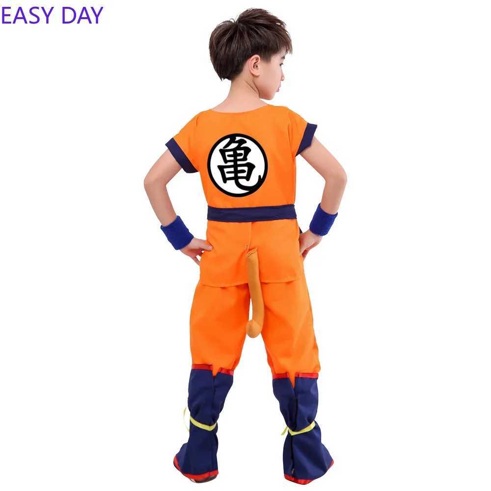 Kids Anime Son Goku Cosplay Costumes Krillin Training Clothes Superhero Outfits with Super Saiyan Wig Comic Con Party Costume W250117