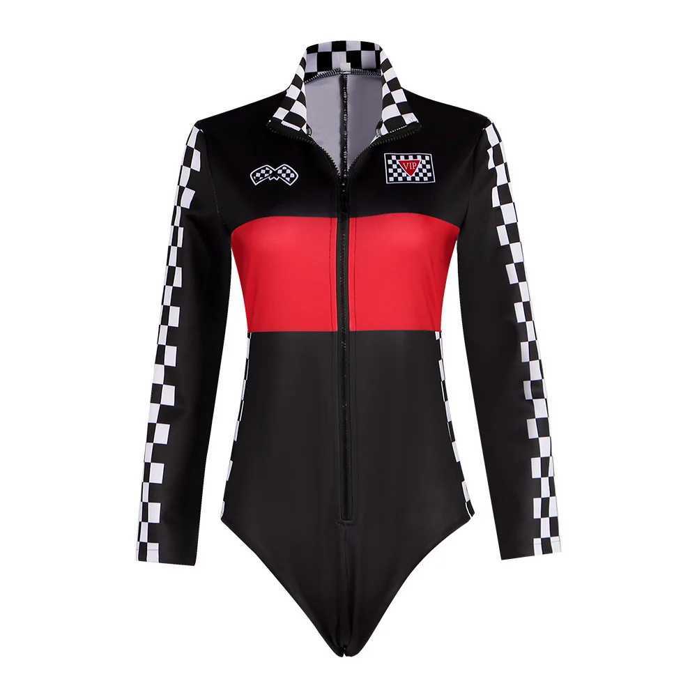Sexy womens racing driver jumpsuit Halloween sexy tight fitting costume role-playing costume long sleeved racing game racing girl cheerleading uniform