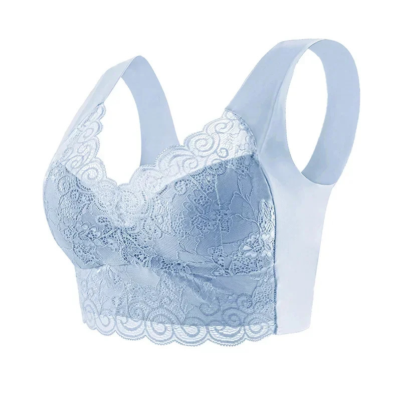 1pcs Ice Silk Seamless Lace Bra Top Support Underwear No Steel Ring Comfortable Large Size Sleep Vest Bralette 250122