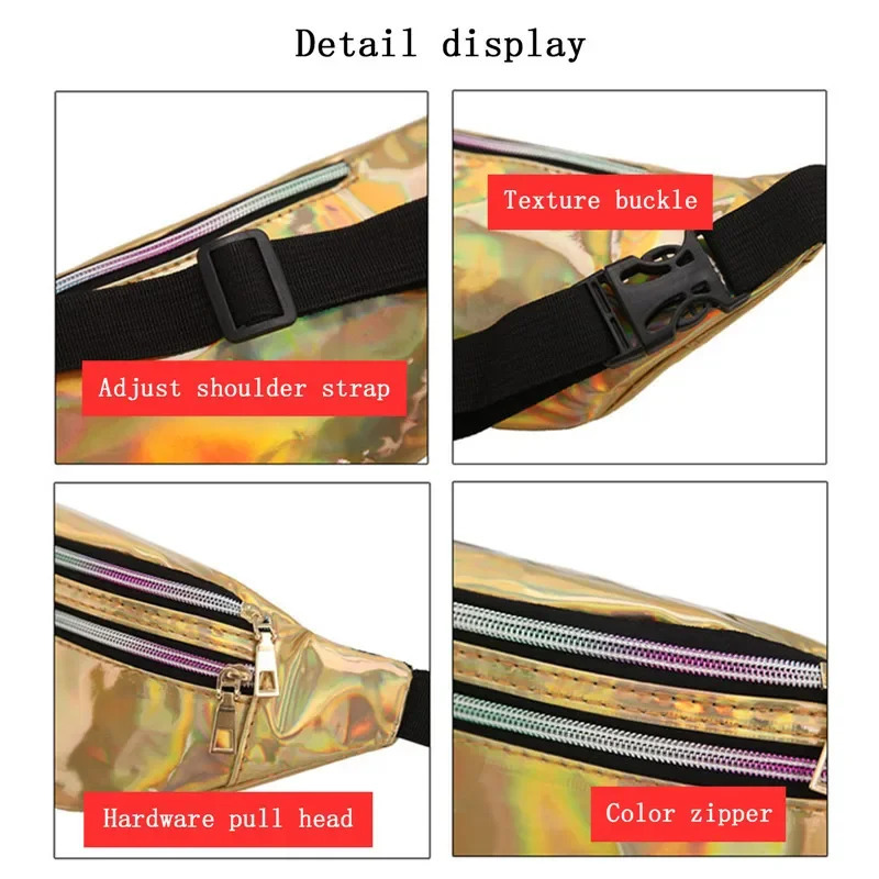 Unisex Outdoor Waist Bag Adjustable Laser Fanny Pack Crossbody Chest Bag For Men Sports Workout Running Waist Packs For Women 250122