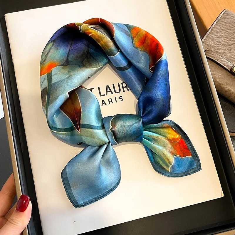 Luxury Brand % Silk Satin Scarf Women Handkerchief Bag Scarfs Female Square Head Bandana Small Neck Scarves For Ladies 2024 W250118