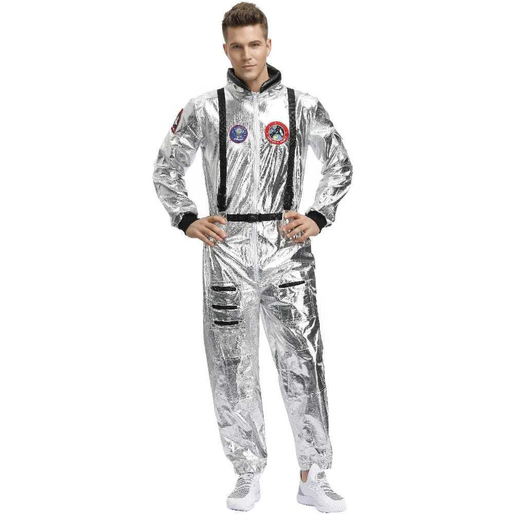 Halloween Adult Children Astronaut Costume Silver Spaceman Men Women Space Suit Halloween Performance Costume Party Dress Up W250117