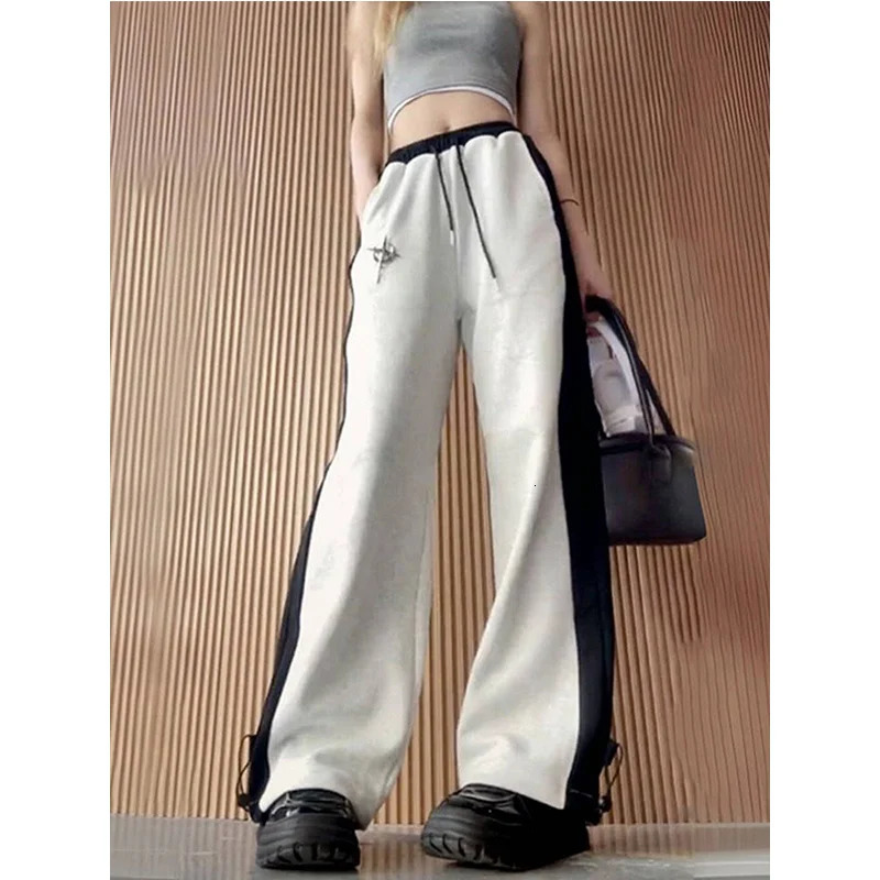 High Waist Drawstring Sports Pants Women Clothing Fashion Loose Allmatch Casual Wide Leg Pocket 250122