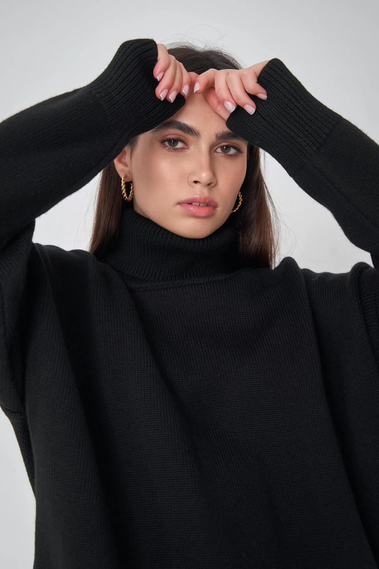 Fashion Women's Turtleneck Autumn Winter New Knit Pullover Oversized Jumper Female Loose Casual Solid White Sweater Tops