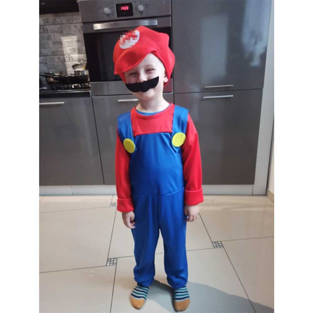Anime Pumber Luigi Brothers Cosplay Costume Marios boy Jumpsuit Beard Hat Set Halloween Costume W250117