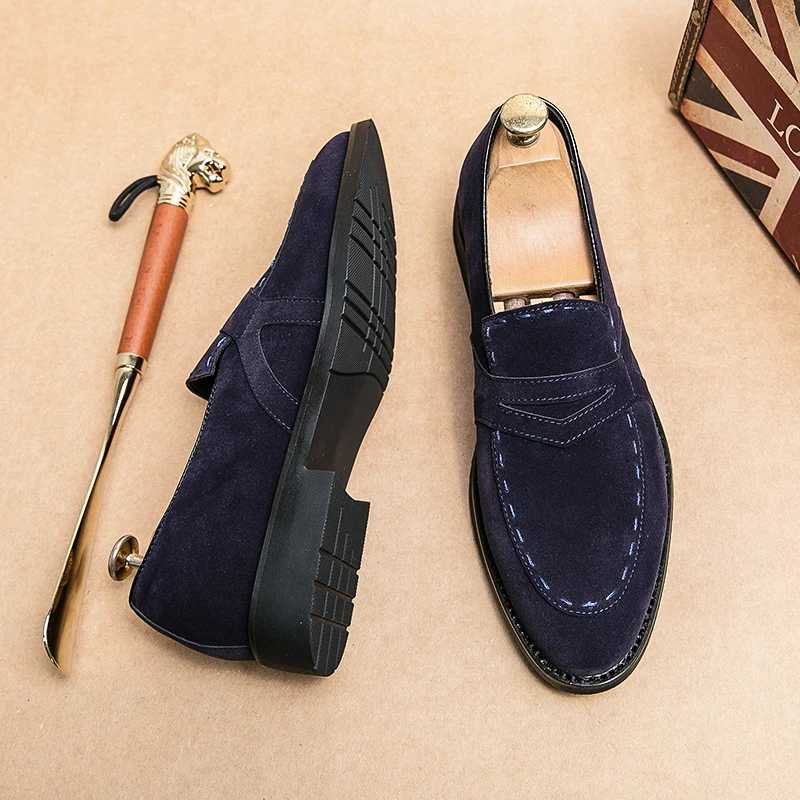 Mens Suede Leather Loafers Fi Soft Mens Shoes Comfortable Driving Shoes Brand Men Casual Footwear Thick BottomXJ250118