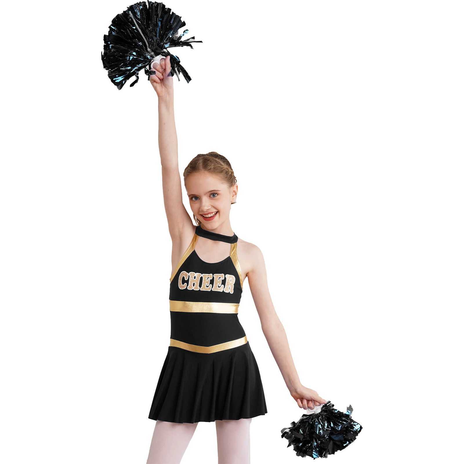 Kids Cheerleading Costume for Girls Cheerleader Uniforms Sets Sleeveless Letters Printed Cheer Dance Dress Cheerlead CostumesW250121
