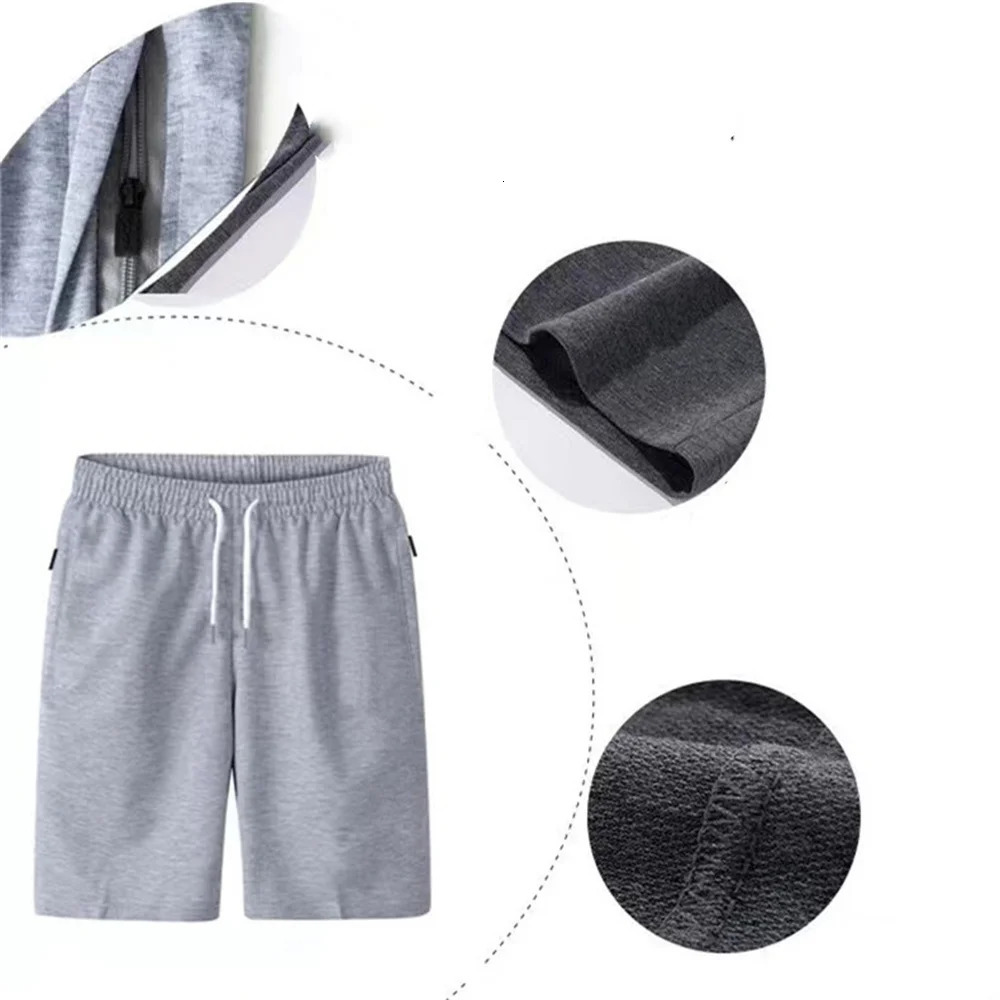 Mens Sports Pocket Solid Drawstring Board Trunk Beach Short Pants Shorts Summer Thin Trousers Zippered Pocket Loose Sweatpants 250109