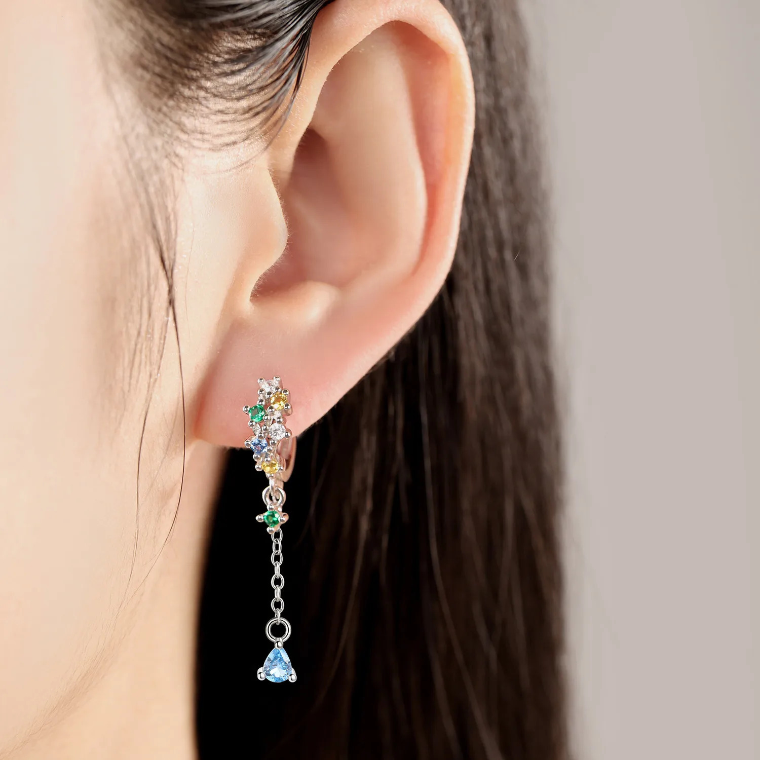 925 Sterling Silver Colorful Irregular Pendant Earrings For Women Womens Tassel Earrings Fashion Jewelry Birthday Fine Gifts 250120