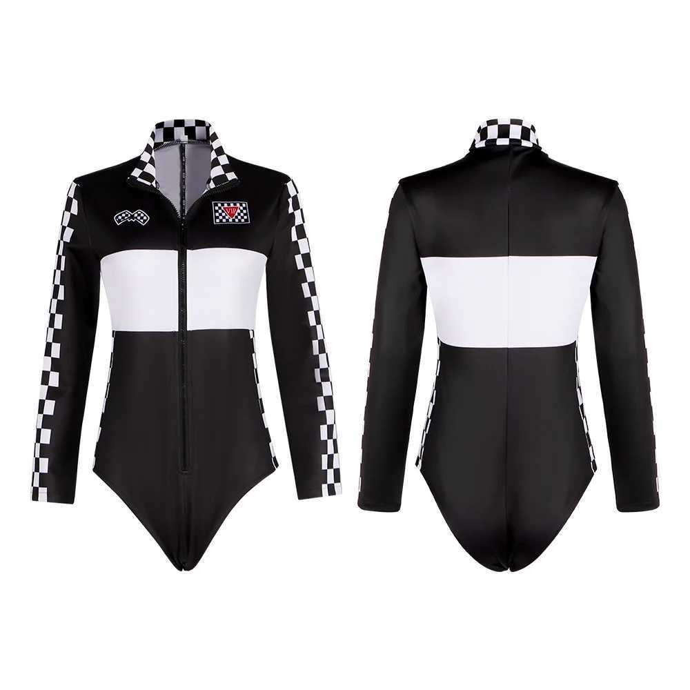 Sexy womens racing driver jumpsuit Halloween sexy tight fitting costume role-playing costume long sleeved racing game racing girl cheerleading uniform