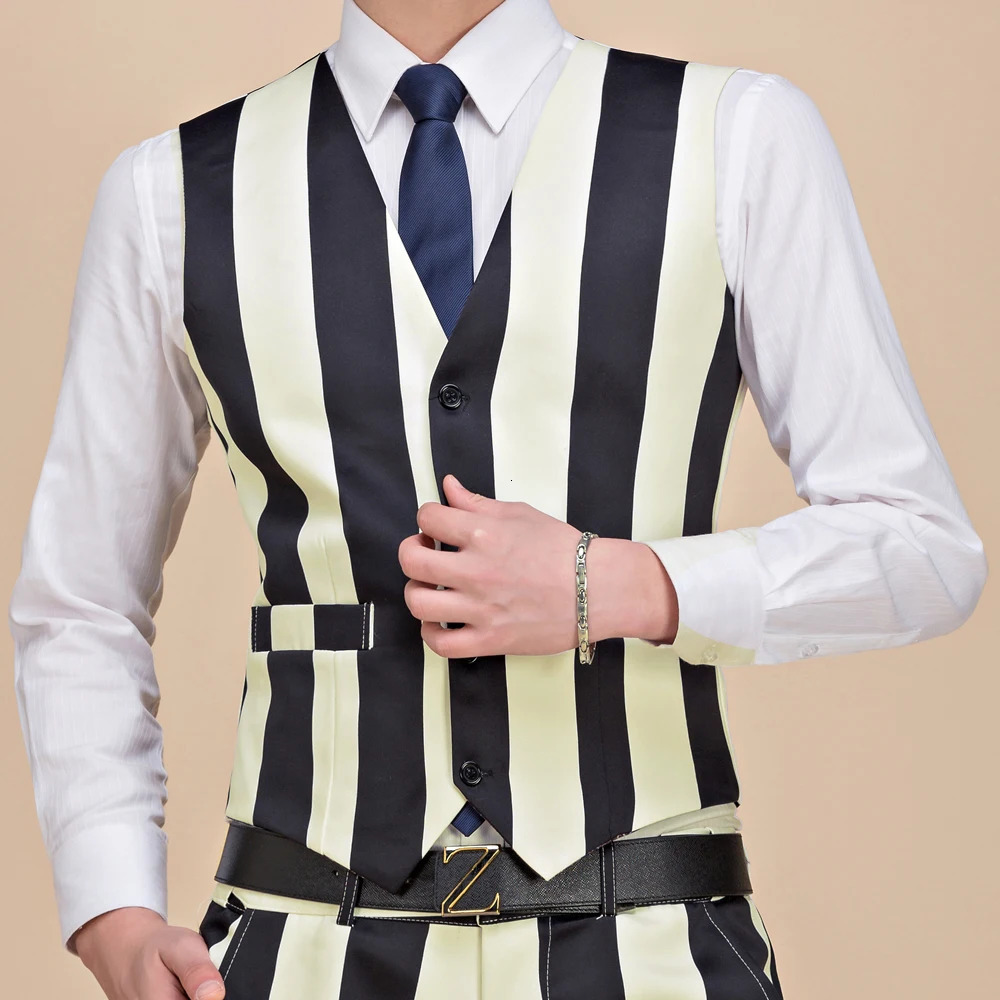 Mens Printing Suit Vest Fashion Casual High Quality Single Breasted Slim Large Size Business Waistcoat Man 250114Z