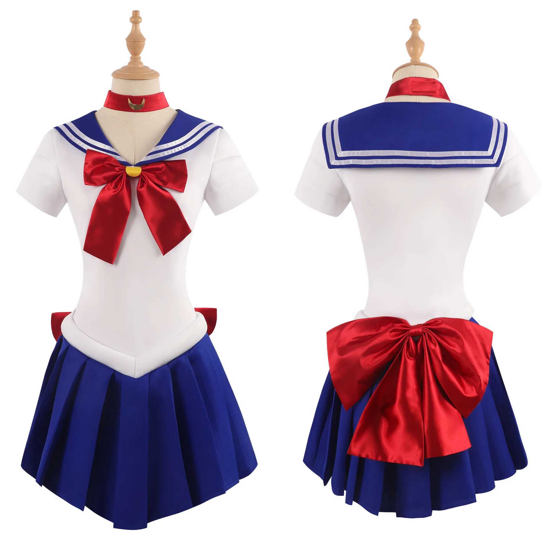 Anime Sailor Moon Cosplay Costume Tsukino Usagi Uniform Dress Outfits Cosplay Yellow Wig Halloween Carnivl Party Women Kids W250117