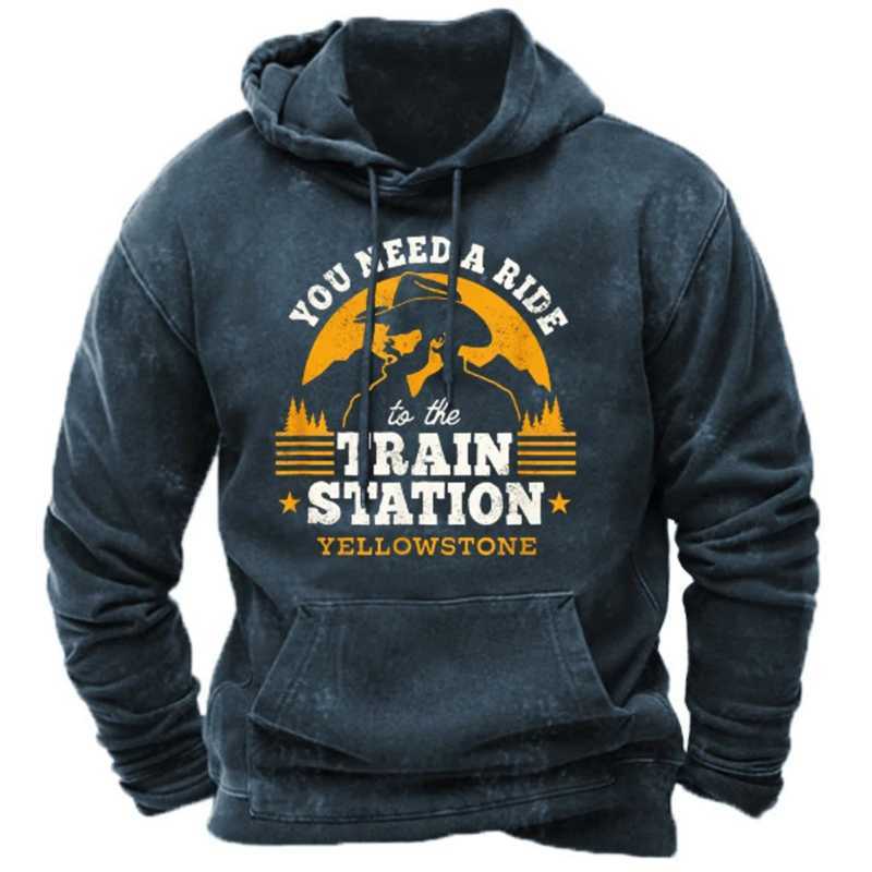 Western Cowboy Mens Outdoor Hoodie Harajuku Hooded Sweatshirt Spring Autumn Vintage Casual Pullover y2k Tops Unisex Streetwear W250117