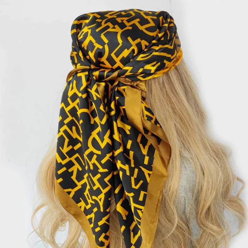 90 * 90CM Kerchief Fashion Printed Satin Scarf Popular Colorful Square Shls Luxury Sunscreen New Headpiece Fountain Muffler W250118