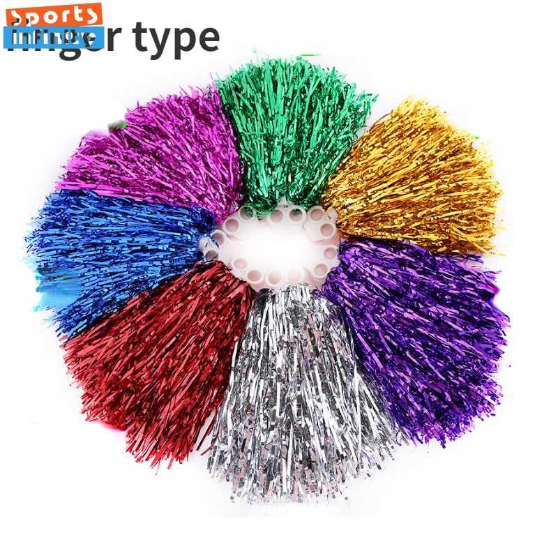 Cheerleading Pom Poms with Handle Cheer Balls Gold Silver Pink Red Green Blue for Hand Dance Women Girl Kids Pompoms AccessoriesW250121