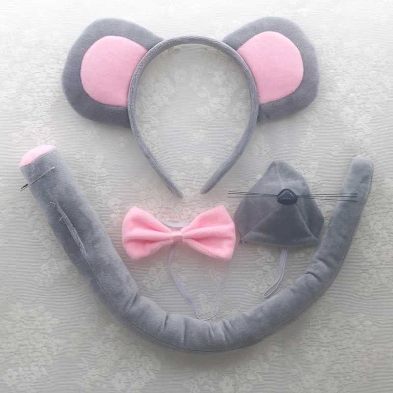 CoStume Set Mouse Ears Headband Tail Bow Tie Nose Gloves Skirt for Kid Halloween Christmas Animal Cosplay W250117