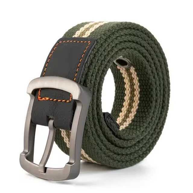 Mens Belt Porous Canvas Pin Buckle Leather Belt Outdoor Sports Belt Womens Trendy Eyelet Belt with Jeans Belt for Men Women W250120