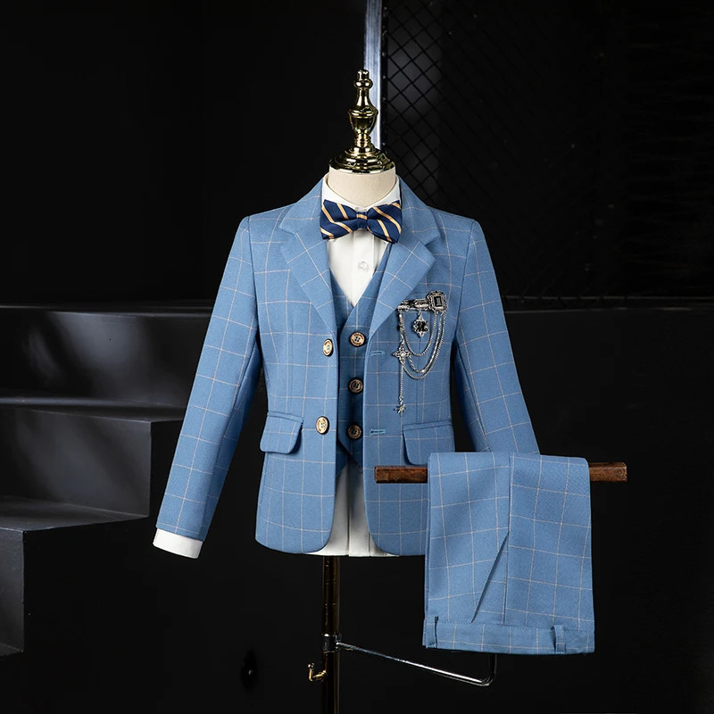 Boys Wedding Suit Kids Formal Blazer Jacket Vest Pants Bowtie 4PCS Tuxedo Dress Children Pography Suit Performance Costume 250120