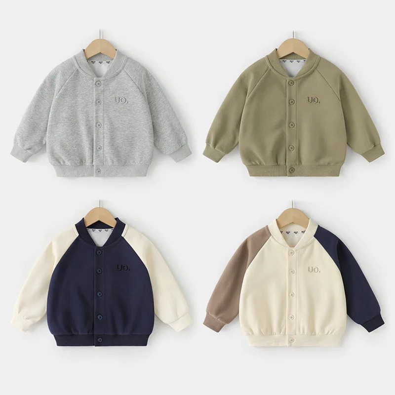 Autumn Kids Baseball Jackets Spring Boys Girls Cotton Cardigan Coats Children Clothes Baby Sport Casual Outerwear 2-8 Years 250113