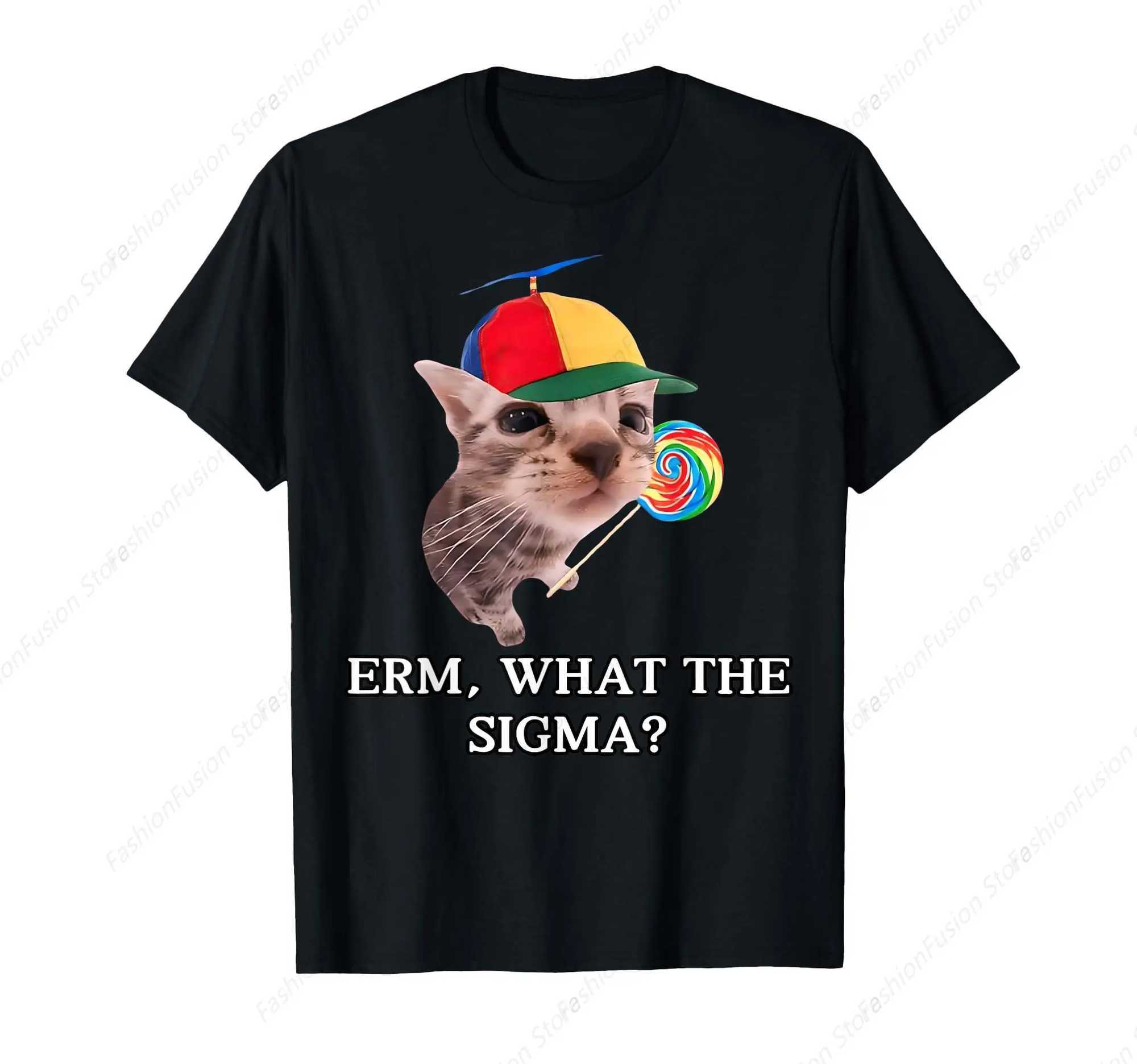 Erm What Sigma cat meme Funny meme Internet meme joke Mens T-shirt Y2K Short sleeve casual gym outdoor T-shirt W250117