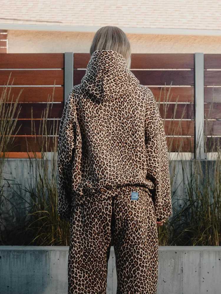 American Retro Leopard Print Hoodies Women Men Autumn Long Sleeve Tops Hood Shirt Streetwear Hip Hop Pullover Y2K Sweatshirt New W250117