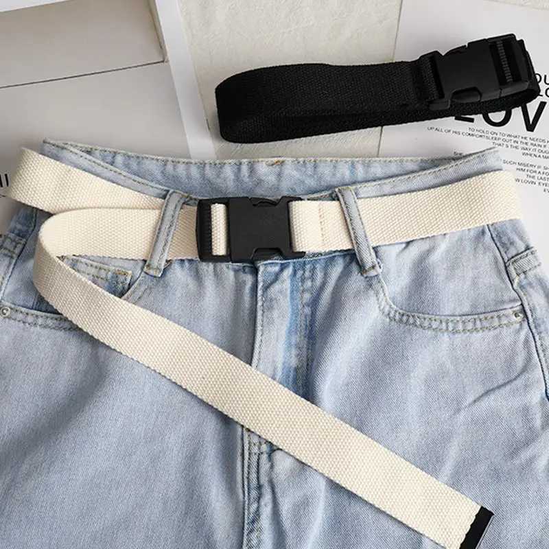 Hundreds of canvas leisure belt men and women plastic buckle belt work trousers youth military training decorative trouser belt W250120