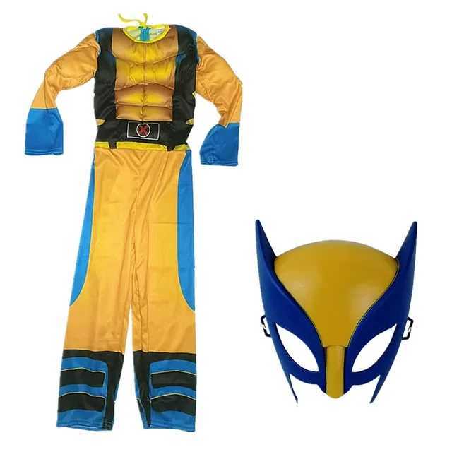 Child Movie Luxury Mask Jumpsuit Wolverine Cosplay Costume Halloween Christmas Kids New Year Costume Superhero Fantasy props W250117