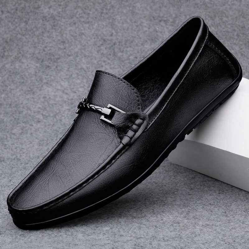 Men Casual Genuine Leather Shoes Spring Summer Men Flat Walking Loafers Black Brown Man Luxury Slip Boat Business Shoes 38-46XJ250118