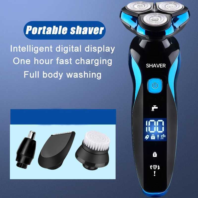Portable Electric Shaver Nose Hair Trimmer Intelligent Digital Display USB Charging Beard Trimmer Wet And Dry Dual-use RazorW250117