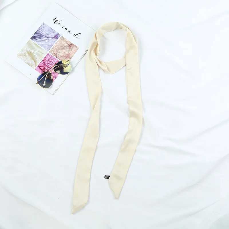 New Solid Color Slender Narrow Long Scarf Tied Bag Handle Scarves Small Satin Ribbon Decorative Bag Skinny Scarves W250118