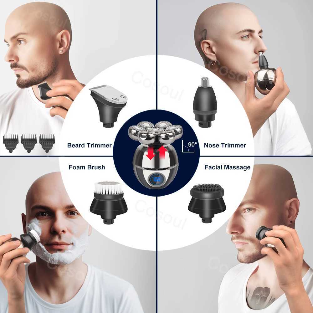 Shaver for Men Electric Shaver Bald Head Shaver 5 in 1 Hair Clipper for Bald Man Beard Trimmer Shaving Mane Bald Head Razor 7W250117