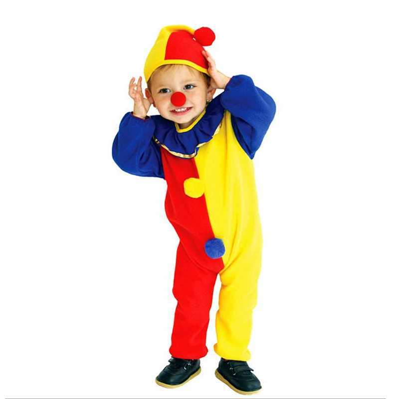 Learn Kids Carnival Clown Circus Cosplay Costumes Halloween Children Boys Girls Baby Birthday Halloween Party Jumpsuit Hat W250117