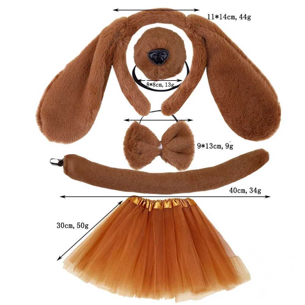 Girls Adult Children Cute Plush Anime Spotted Dog Ears Funny Animal Costume Cosplay Props Headband Skirt Nose Tail W250117
