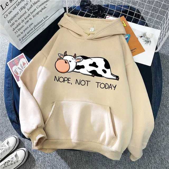 Cow hoodie unisex funny y2k aesthetic anime pattern W250117