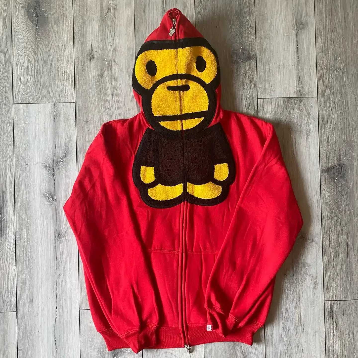 Y2K Harajuku Punk Anime Pattern Embroidered Hoodies Loose Zipper Hoodie Mens Sweatshirt Plus Velvet Long Sleeved Pullover Top W250117