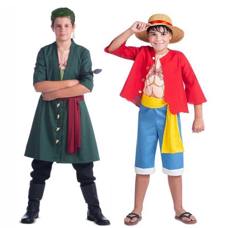 Anime Boy Roronoa Zoro Cosplay Straw Hat Muscle Luffy costume for Children W250117