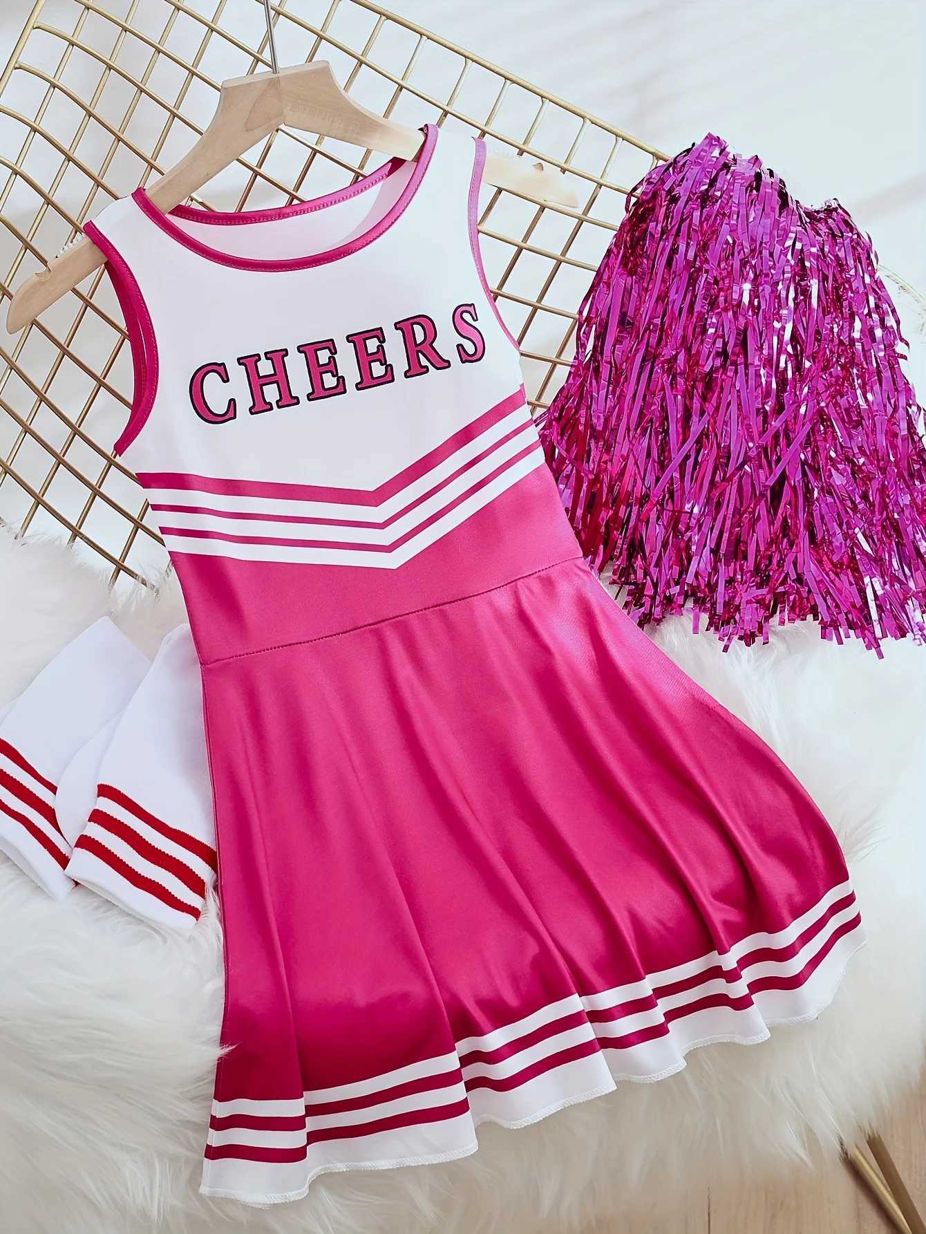 Cheerleader Set Kids Girls Dresses Cute Homecoming Season Performance Costumes Christmas Day Party Bash CostumesW250121