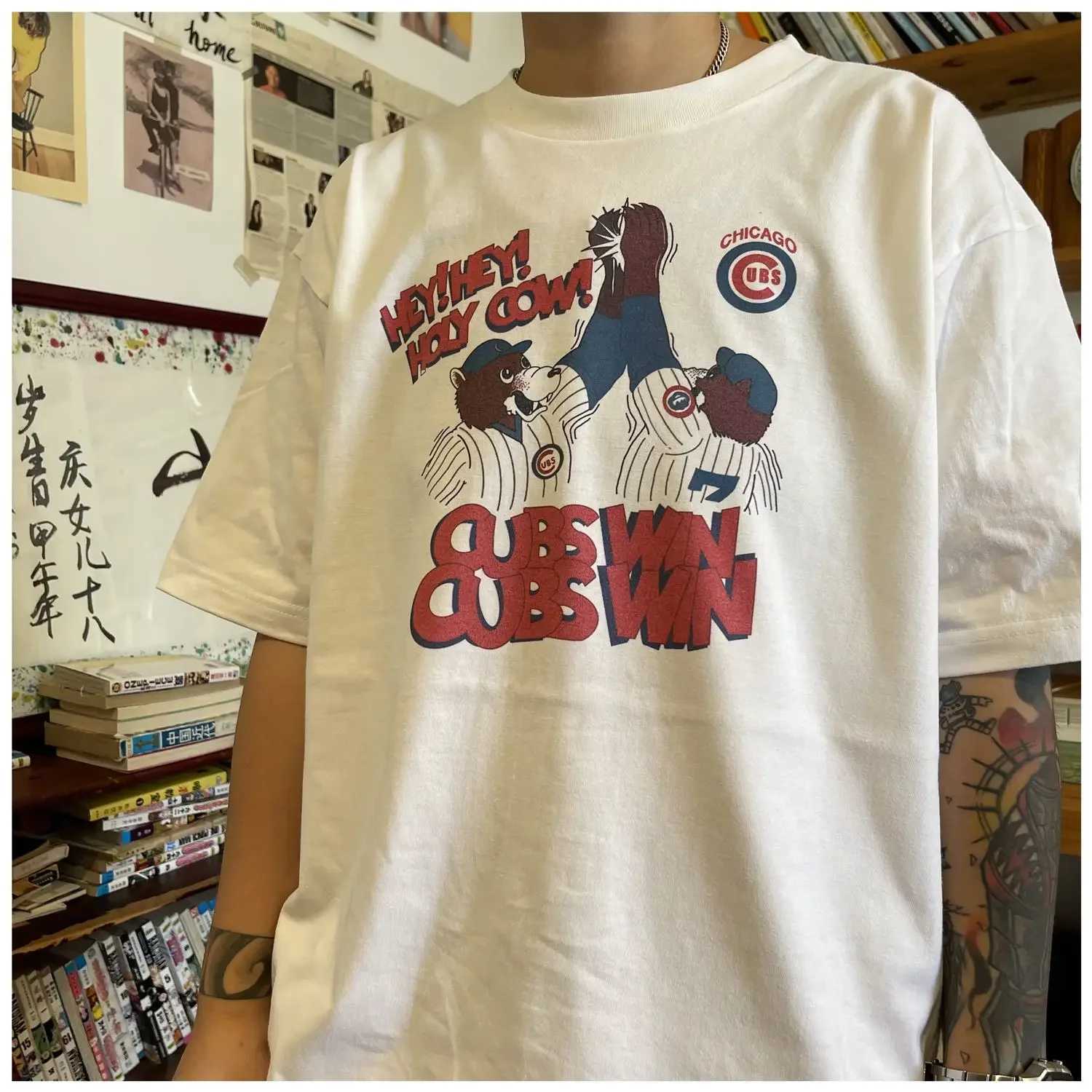Fashionable Korean casual retro printed cartoon T shirt for men y2k personalized cotton street hip hop couple half sleeved top W250117