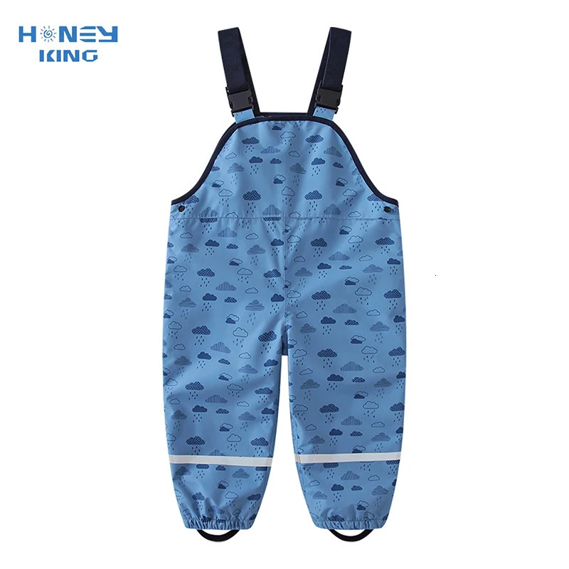 HONEYKING Children Waterproof Rain Pants Baby Jumpsuits Boys Girls Overalls Fashion Kids 250117