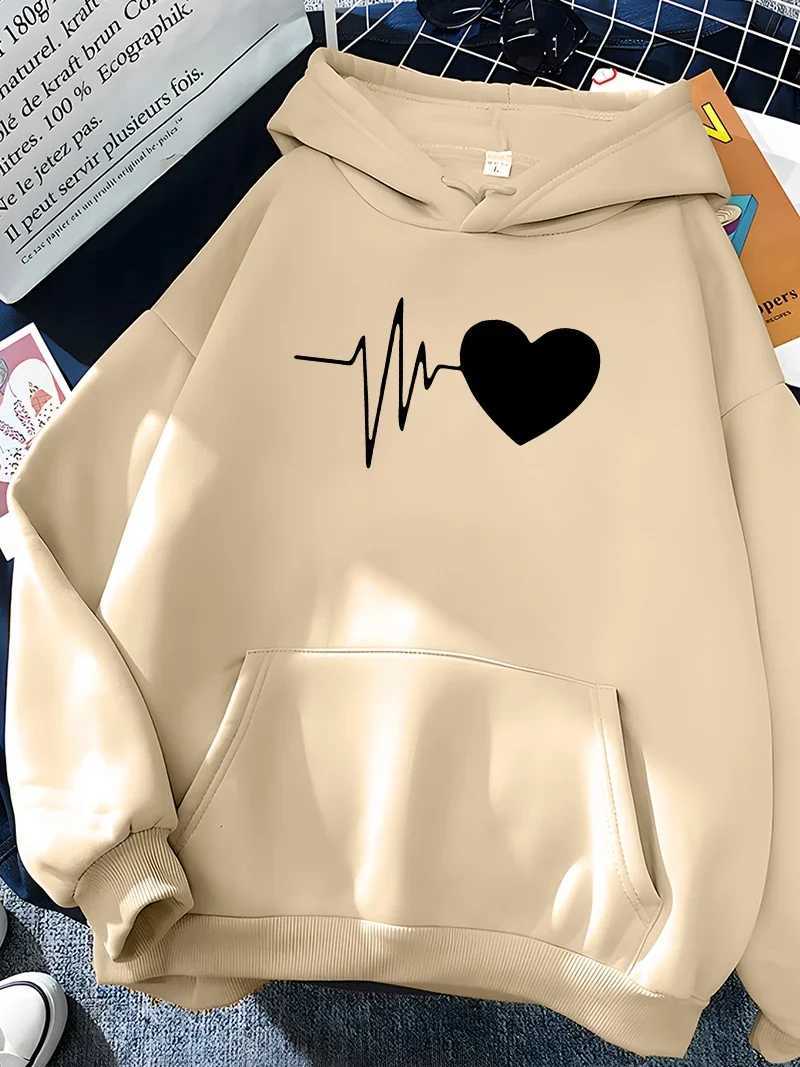 Hirsionsan Heart Print Women Sweatshirt Soft Casual Loose Vintage Female Hoodies 2023 Winter New Warm Fleece Student Tops Y2k W250117