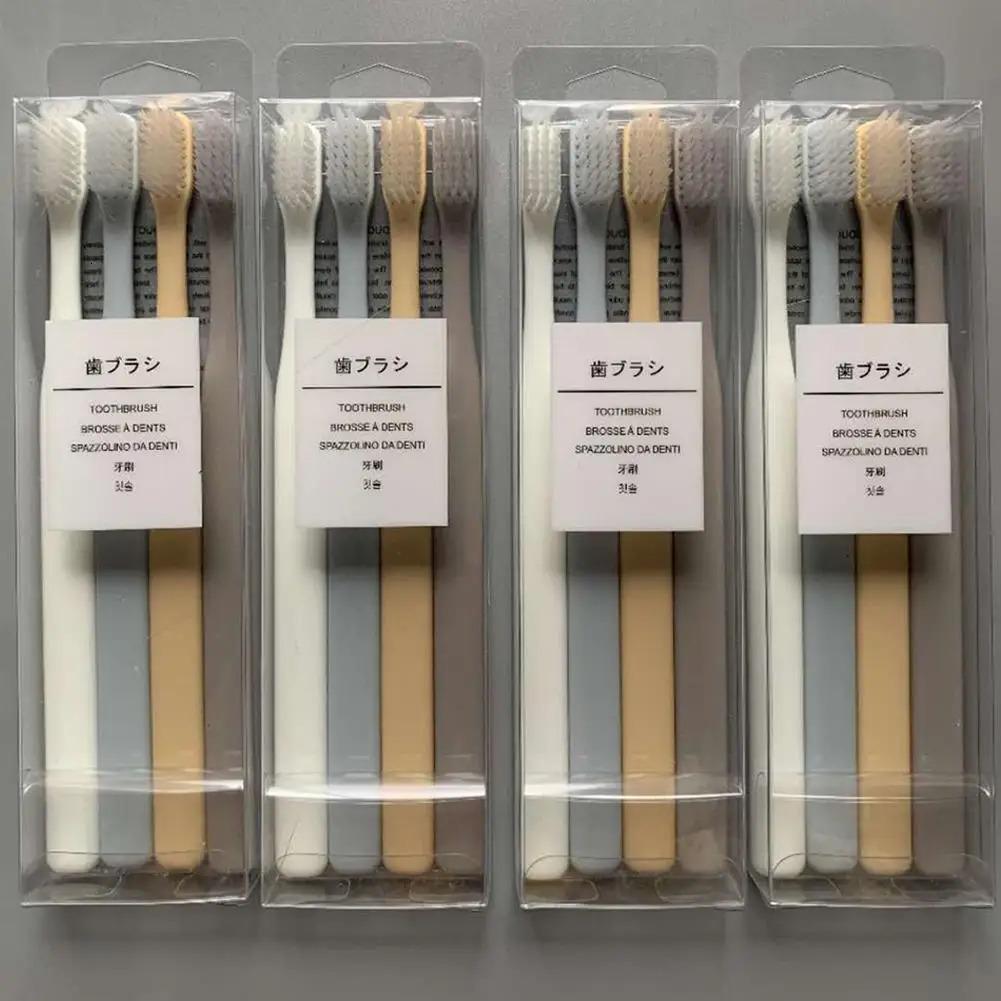 4Pcsset Soft Bristle Small Head Toothbrush Family Travel Brush Tooth Care Oral Hygien Supplies 250115