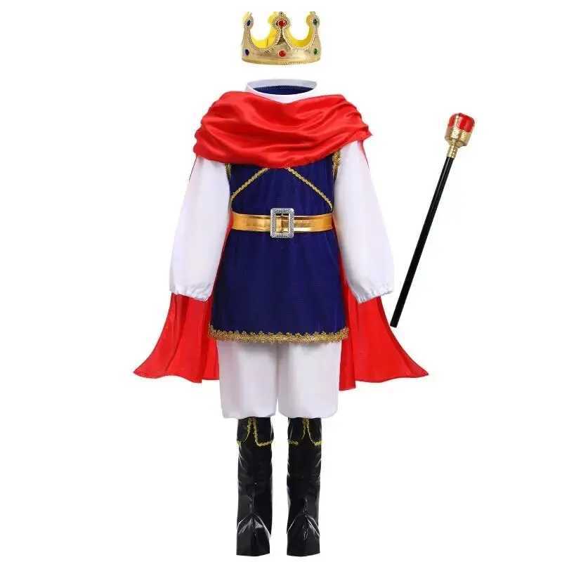 7 Pieces Boys King Carnival Costume Medieval Royal Prince Full Set Outfits for Halloween Birthday Party Fancy Dress Up W250117